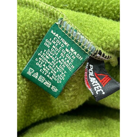 Vintage L.L.Bean Men's Green Fleece 1/4 Button Snap Pullover Sweater Size Large - Picture 7 of 12